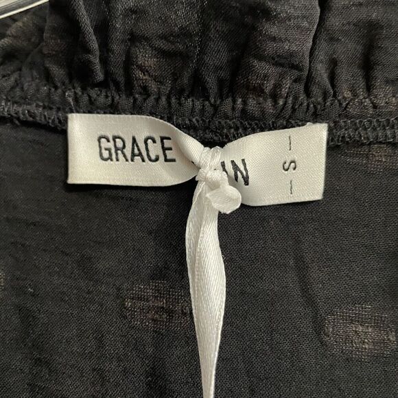 Grace Karin Swiss Dot Blouse Women’s Size Small Black Long Sleeve Ruffle… - Picture 6 of 9